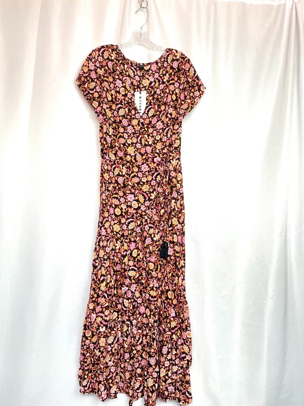 NWT Kivari Hendrix RomanticFeminine Floral Wrap MaxiDress Boho Resort Summer XL